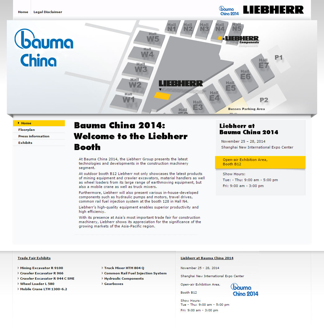 Liebherr: nuovo sito web per Bauma China