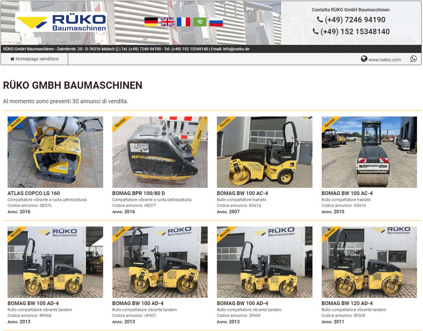 Inserzionista RÜKO GmbH Baumaschinen